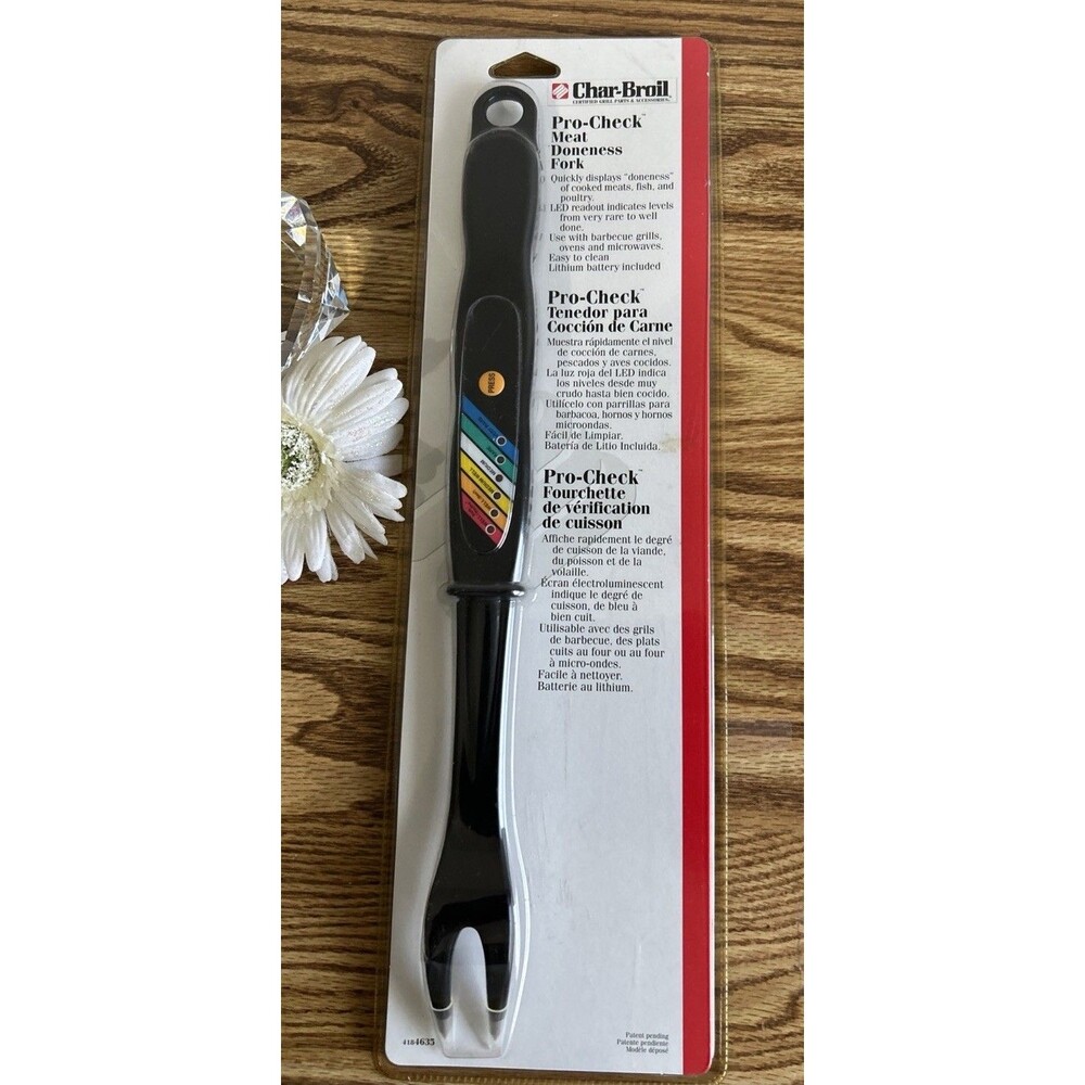1999 Char Broil Meat Thermometer Fork New Sealed BBQ Grilling Tool Vintage